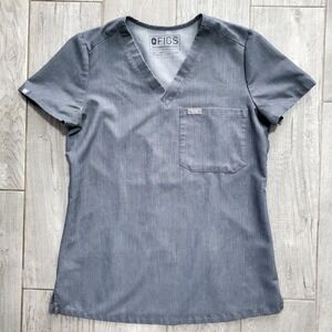 FIGS Catarina Gray V Neck Scrub Top One Pocket Shirt Women's Size XXS FW1000